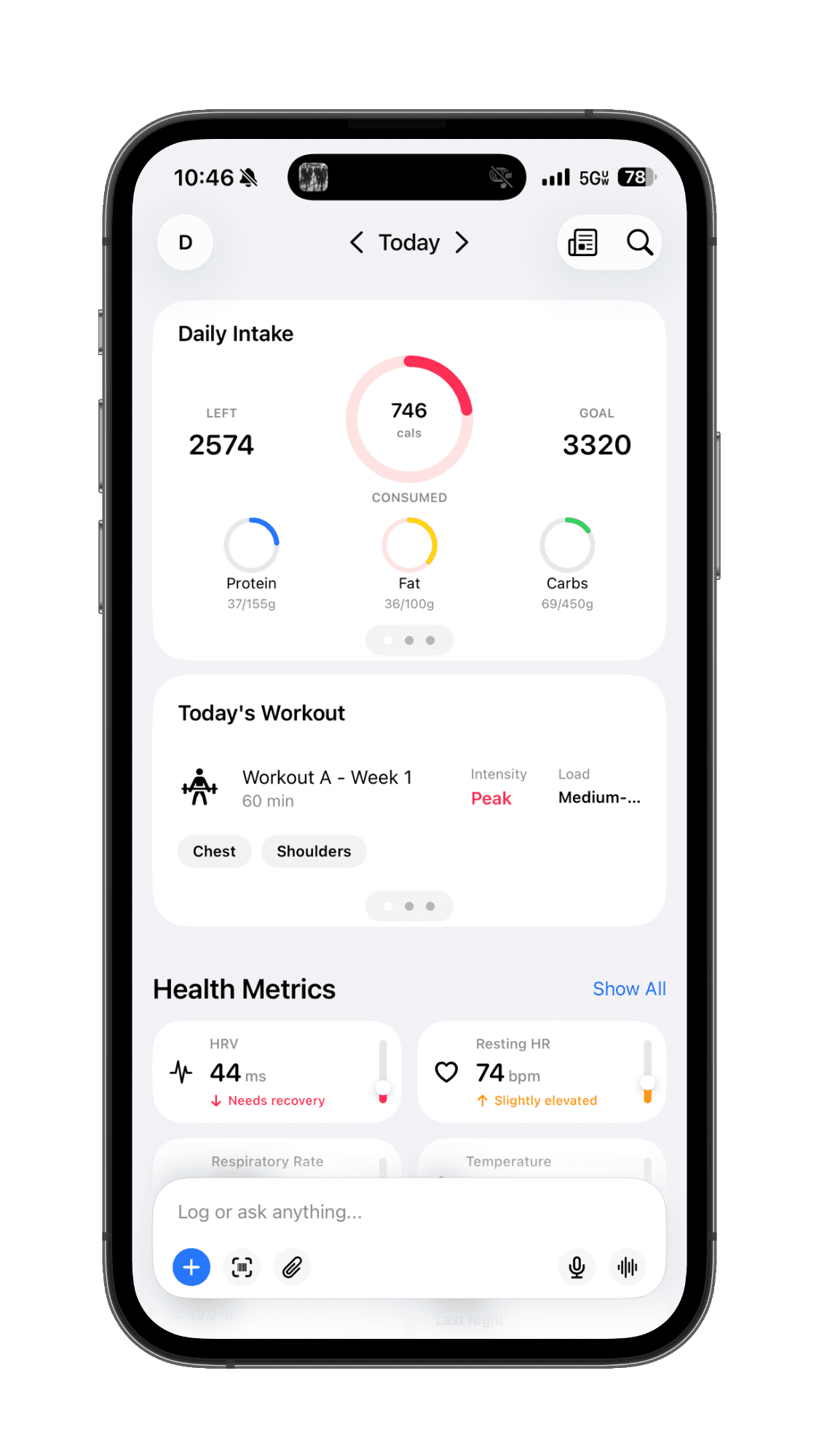 Training and nutrition progress dashboard